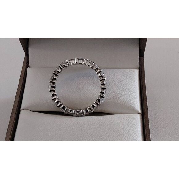 2 Ct. Round Cut Genuine Diamond Simulant Bar Link Eternith Band Ring Sz 8~925SS - Picture 4 of 5